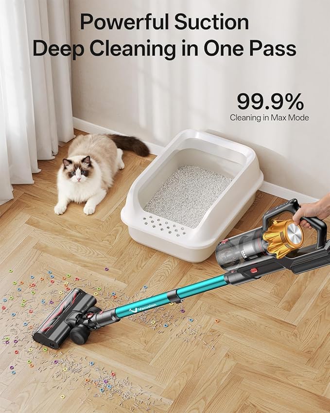 Cordless Vacuum Cleaner, 650W 55KPa 60Mins Vacuum Cleaners for Home, 8-in-1 Stick Vacuum with Charging Dock Station, Powerful Suction, Rechargeable, Versatile for Carpet, Hard Floor, Pet Hair