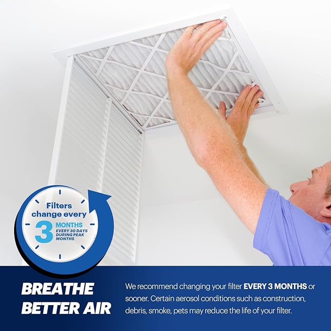 BNX TruFilter 20x22x1 Air Filter MERV 13 (12-Pack) - MADE IN USA - Electrostatic Pleated Air Conditioner HVAC AC Furnace Filters for Allergies, Pollen, Mold, Bacteria, Smoke, Allergen, MPR 1900 FPR 10