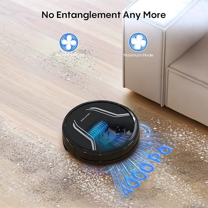 Bagotte Robot Vacuum and Mop Combo, 3-in-1 Robotic Vacuum Cleaner, 5000Pa Strong Suction with Auto Recharging,Tangle Free, Timing Function, App/WiFi/Voice/Remote for Hard Floor and Pet Hair
