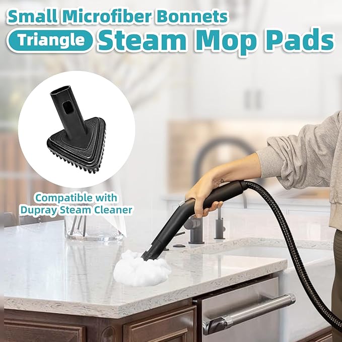 LOVECO Small Microfiber Bonnets (Triangle) Compatible with Dupray Steam Cleaner, McCulloch, awasky, etc, Reusable Washable Steam Cleaner Accessories for Multi-Surface, Universal Soft Microfiber Cloths