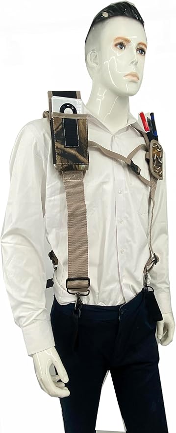 Tool Belt Suspenders for Work Belt Heavy Duty Padded with Magnetic WristBand Attachment Loops for Men (Camouflage)