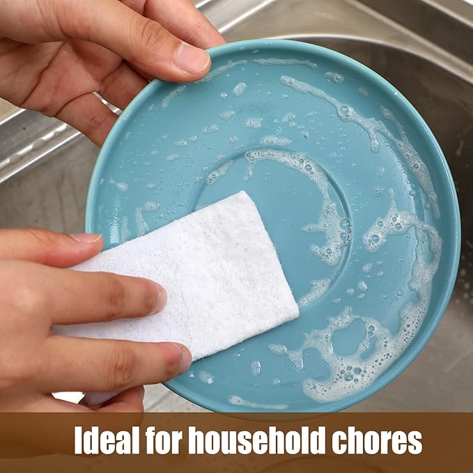 Hoolerry 40 Pcs White Scrub Pads Light Duty Scouring Non Woven Pad Non Scratch Abrasive Hand Multipurpose Scouring Sponge Multi Surface Scrubber Pads for Cleaning Polishing Home(5 x 7 Inch,White)