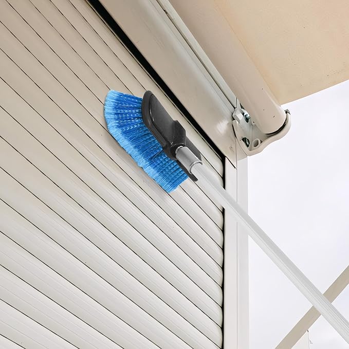 36 FT Exterior House Cleaning Brush Set with 7-30 Foot Telescoping Extension Pole, Soft Scrub Car Wash Brush, Medium Bristle Cleaning Brush and Window Squeegee & Washer
