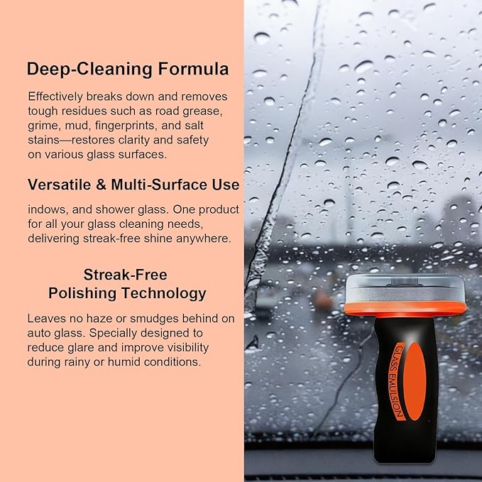 Umex Glass Cleaner - Streak-Free Windshield Cleaner& glass emulsion, Removes Tough Grease, Grime, Oil Film, and Water Spots for Car, Home, and Office (1 Pack, 3.38oz each)