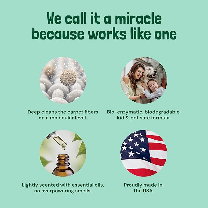 Sunny & Honey Carpet Cleaner Solution - Carpet Shampoo & Pet Stain Remover for Upholstery & Rugs - Works With Steam Cleaners (128 fl oz, Spring Mint Scent)