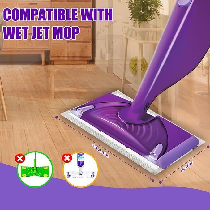 Mop Pad Refill Compatible with Swiffer WetJet Spray Mop, Wet Jet Mopping Pads for All Purpose Multi Surface Hardwood Floor Cleaning, 4 Layers Thickened and Super Absorbent, 30 Count.