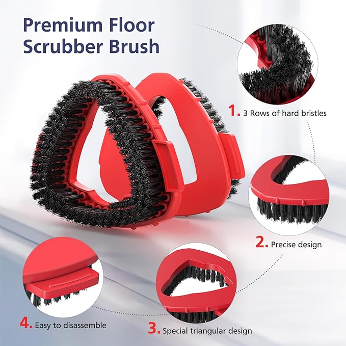 2 Pack 1-Tank Spin Mop Scrub Brush Head Replacement for O Ceda EasyWring 1-Tank System(Red), Hard Bristle Scrubber Brush for Floor Cleaning Accessories (Not Fit for RinseClean 2-Tank)