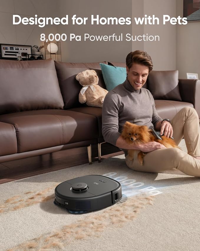 eufy X10 Pro Omni Robot Vacuum and Mop Combo, Incredible Suction, Dual Mops with 12 mm Auto-Lift and Carpet Detection, AI Obstacle Avoidance, Auto Mop Washing&Drying, Self-Emptying, Self-Refilling