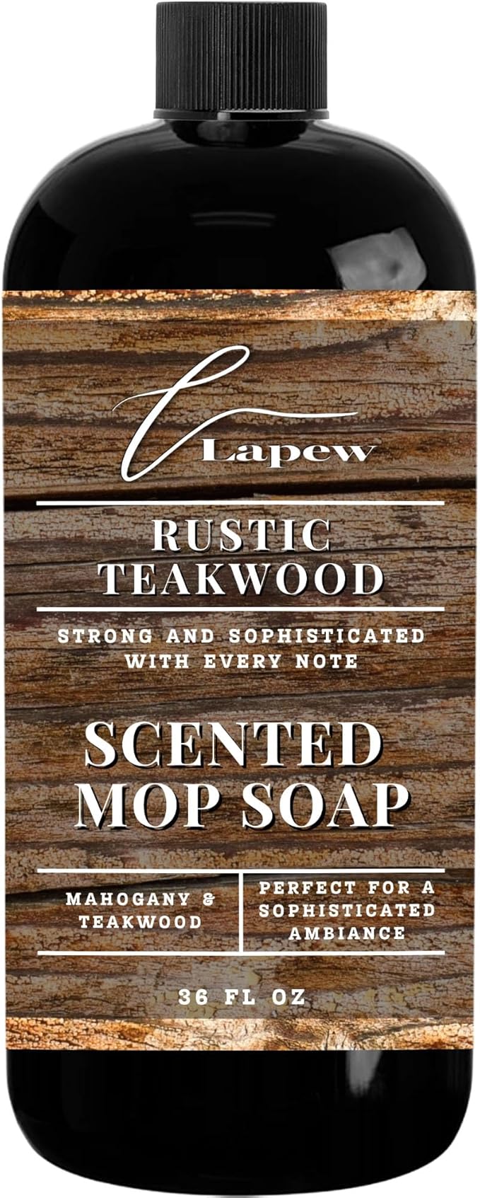 Luxury Floor Cleaner, Scented Mop Soap Concentrate | Hard Floor Cleaner for Tile, Vinyl, Laminate, LVP & Sealed Hardwood | Low-Foam, Streak-Free | 36 oz | Rustic Teakwood