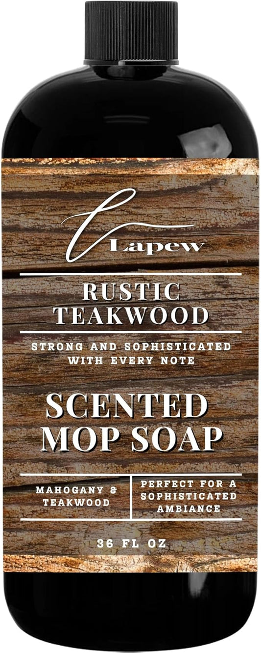 Luxury Floor Cleaner, Scented Mop Soap Concentrate | Hard Floor Cleaner for Tile, Vinyl, Laminate, LVP & Sealed Hardwood | Low-Foam, Streak-Free | 36 oz | Rustic Teakwood