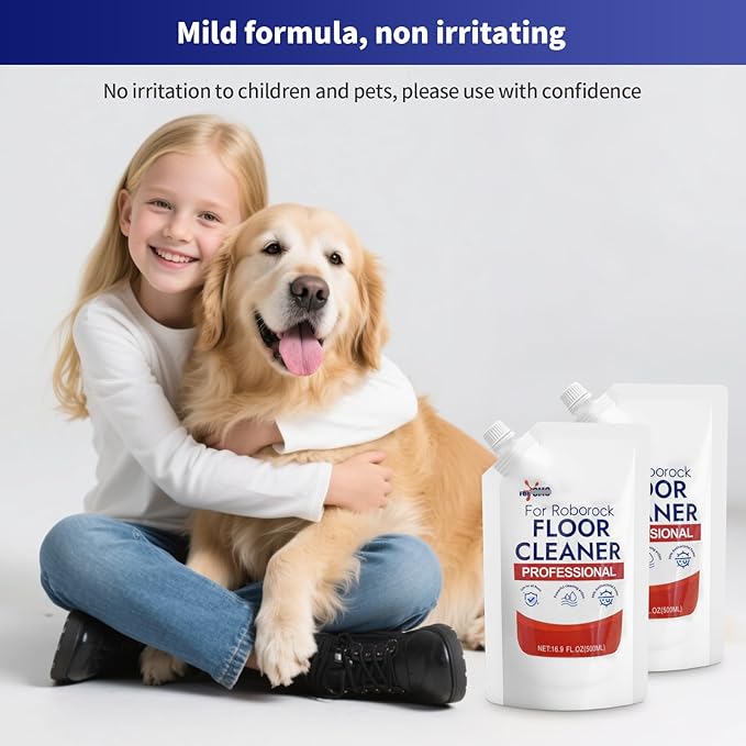 Floor Cleaning Solution 2 bags Refill, Fresh Scent, Compatible with Roborock Series & All Robot Vacuums, Eco-Safe, Streak-Free Formula for Hard Floors, Pet & Kid Friendly