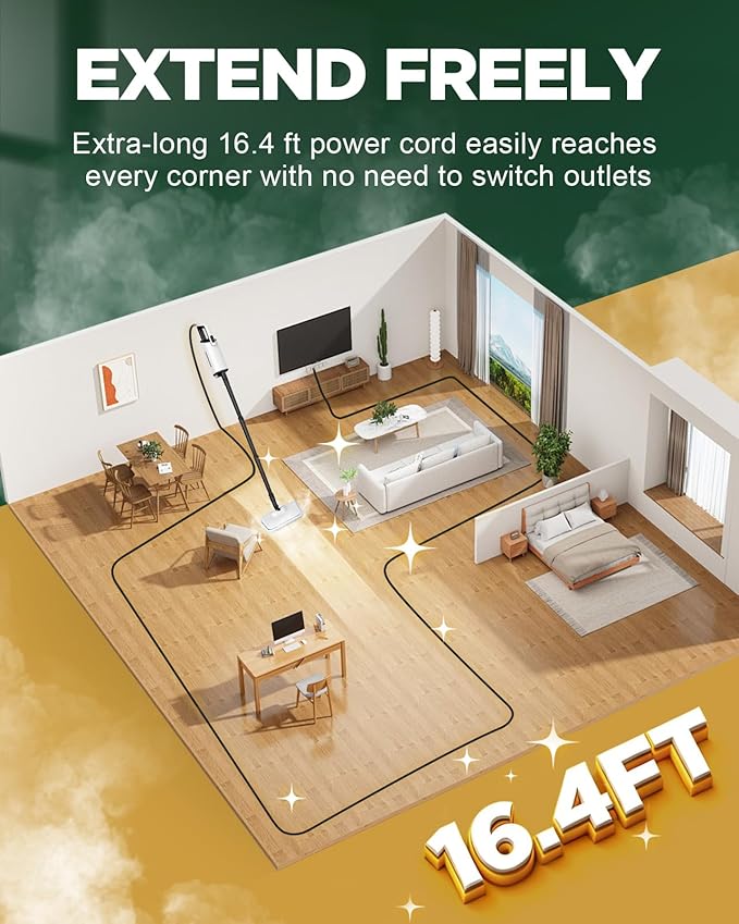 Powerful Comfortable Steam Mop, Chemical-Free Floor Steamer with Removable Water Tank and Fast Heat-Up, Versatile Handheld Steam Cleaner for Sealed Hard Floors, Marble, Stone, Hardwood, Tile, Laminate