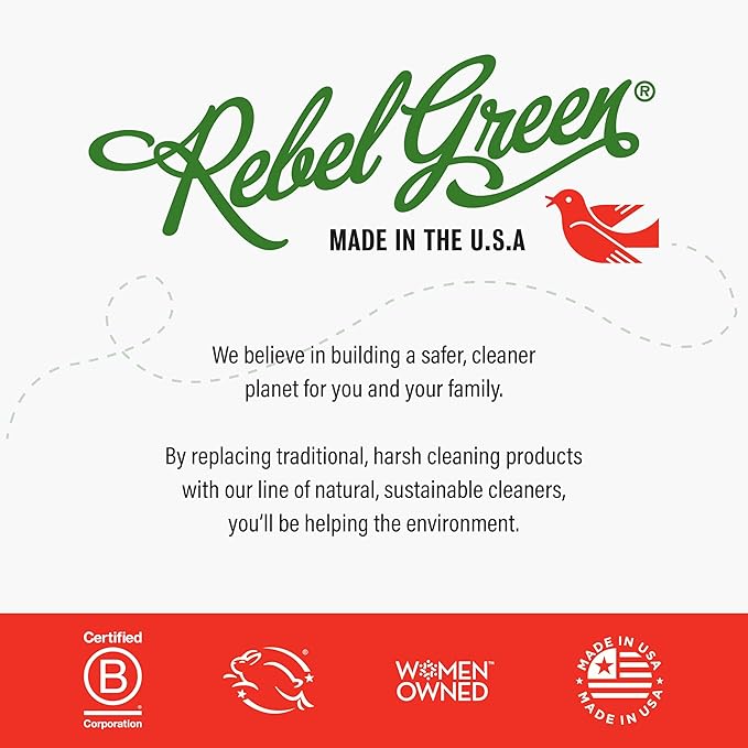 Rebel Green Sparkling Glass Spray - Streak-Free Natural Glass Cleaner for Windows, Mirrors, and Surfaces - Peppermint & Lemon Scent - 80 oz - 2 Pack