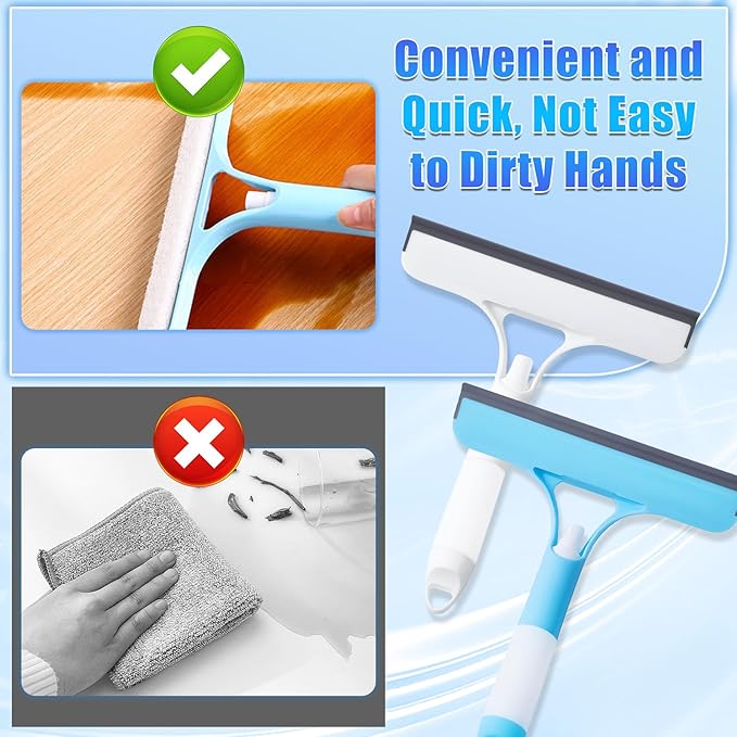 3 in 1 Window Cleaning Scraper,3 in 1 Spray Squeegee,Window Squeegee with Spray,Windows Squeegee Cleaner Tool with SprayBottle,All-Purpose Shower Glass,Mirrors,Car,Home Window Cleaner Tool(White+Blue)