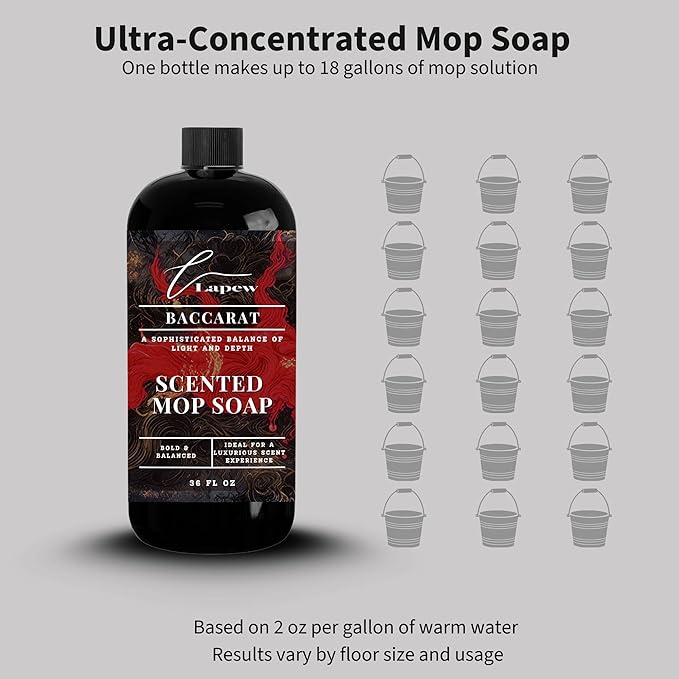 Luxury Floor Cleaner, Scented Mop Soap Concentrate | Hard Floor Cleaner for Tile, Vinyl, Laminate, LVP & Sealed Hardwood | Low-Foam, Streak-Free | 36 oz | Baccarat