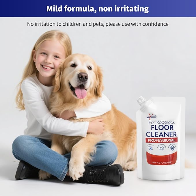 Floor Cleaning Solution 1 bags Refill, Fresh Scent, Compatible with Roborock Series & All Robot Vacuums, Eco-Safe, Streak-Free Formula for Hard Floors, Pet & Kid Friendly