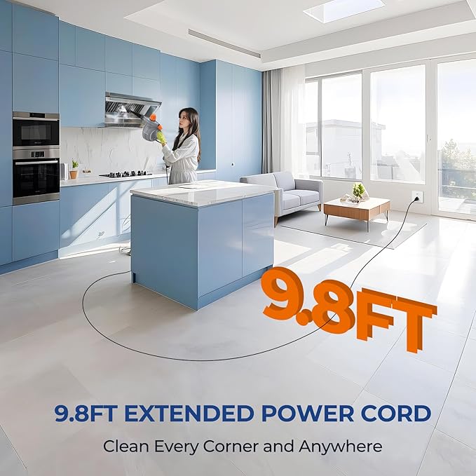 LABIGO Steam Cleaner, Pressurized Handheld 13pcs Multi-Purpose Natural Deep Cleaning Steamer, Portable Steamer for Cleaning Home, Grout, Kitchen, Car, Window, Upholstery, Bathroom and Clothes, Gray