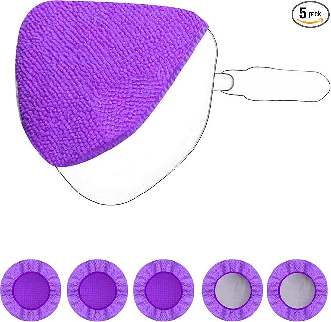 XINDELL 5 Pack Microfiber Pads – Replacement Heads Cover for Xindell Windshield Cleaner Tools. Washable & Reusable Triangle Pads (Violet). Fits Window Reach Tool - Handle Not Included