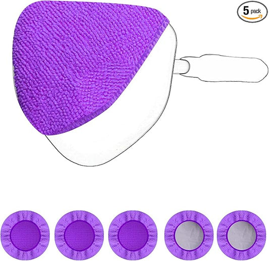 XINDELL 5 Pack Microfiber Pads – Replacement Heads Cover for Xindell Windshield Cleaner Tools. Washable & Reusable Triangle Pads (Violet). Fits Window Reach Tool - Handle Not Included