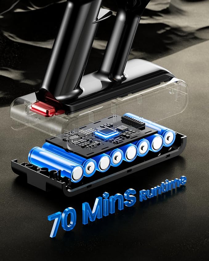 Cordless Vacuum Cleaner, 650W 55KPA 70Mins Vacuum Cleaners for Home, Self-Standing Cordless Stick Vacuum with Anti-Tangle, Lightweight Wireless Vacuum for Hardwood Floor/Carpet/Pet Hair