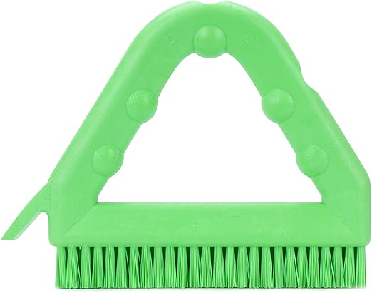 SPARTA Plastic Commercial Grout Brush, Triangle-Shaped Scrub Brush with Scraper and Two Threaded Holes for Attaching Handle (Sold Separately), 9 x 7 x 7 Inches, Lime