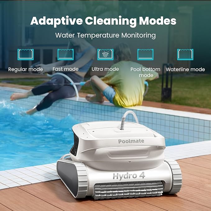 Poolmate Hydro 4 Cordless Robotic Pool Cleaner for All Pool Types, Battery Powered Robot Pool Vacuum, 210 Min Battery Life, Smart WiFi & Bluetooh App Control, Complete Wall & Waterline Pool Cleaning