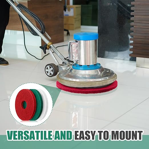 3 Pcs 12" Cleaning Orbiter Pads Commercial Floor Buffer Pads Hardwood Floor Maintenance Scrubber Polisher Cleaning and Stripping for Orbiter Machine (Green,Red,White)
