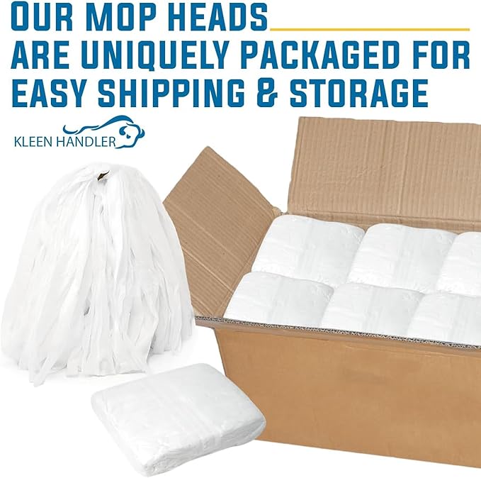 KLEEN HANDLER Bulk Disposable Cut-End Mop Head Non-Woven, Commercial Grade Replacement Mop Head (24 Case Pack)
