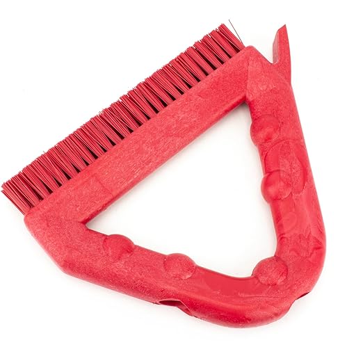 SPARTA Plastic Commercial Grout Brush, Triangle-Shaped Scrub Brush with Scraper and Two Threaded Holes for Attaching Handle (Sold Separately), 9 x 7 x 7 Inches, Red, (Pack of 4)