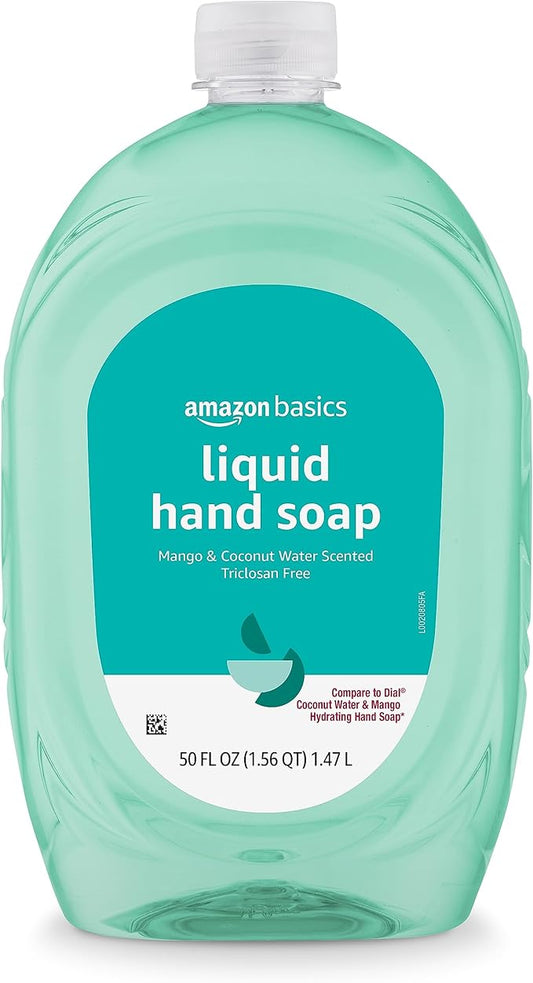 Amazon Basics Liquid Hand Soap Refill, Mango and Coconut Water Scent, Triclosan-Free, 50 Fl Oz (Pack of 1) (Previously Solimo)
