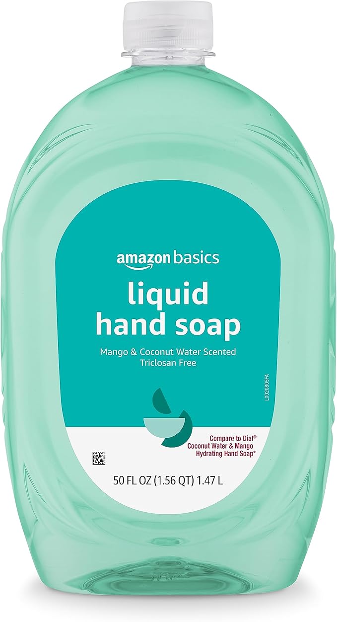 Amazon Basics Liquid Hand Soap Refill, Mango & Coconut Water Scent, Triclosan-Free, 50 Fl Oz (Pack of 2)