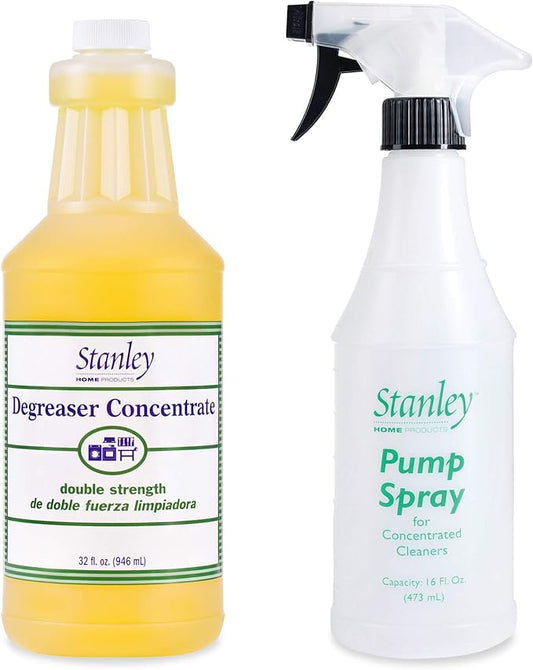 Stanley Degreaser Concentrate with Spray Bottle – Heavy Duty Cleaner for Grease, Grime, Kitchen & Home Surfaces – Multi-Purpose Formula for Home (with Spray Bottle)