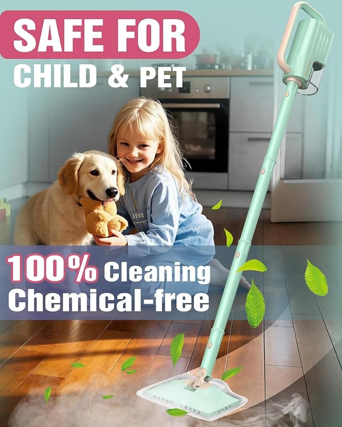 19-in-1 Steam Mop, 1200W Detachable Steam Mops for Floor Cleaning, 230°F Floor Steamer with 2 Modes, 3-Level Control & 350ML Tank for Hardwood, Carpet, Tile, Grout