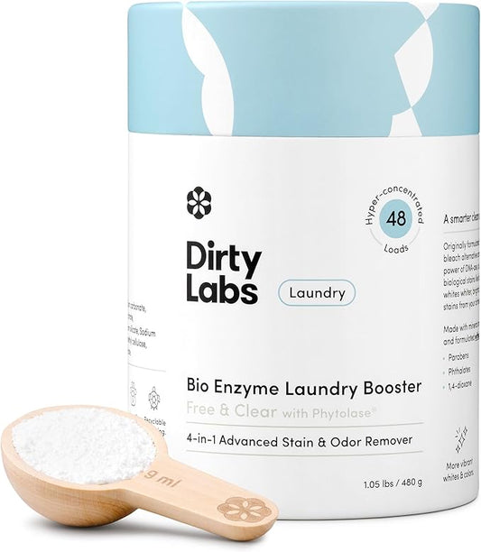 Dirty Labs | Scent Free | Bio Enzyme Laundry Booster | 48 Loads (1 lb) | Hyper Concentrated | High Efficiency & Standard Machine Washer | Nontoxic, Biodegradable | Stain & Odor Removal Enzyme Booster