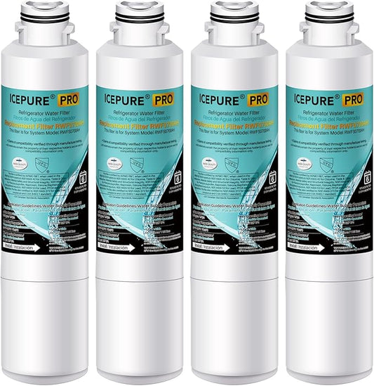 ICEPURE PRO DA29-00020B NSF401&473&53 Samsung Refrigerator Water Filter, Replacement for DA29-00020B-1, DA29-00020A/B, HAF-CIN/EXP, RF25HMEDBSR, RF28HMEDBSR, RS25J500DSR, More Models, 4PACK