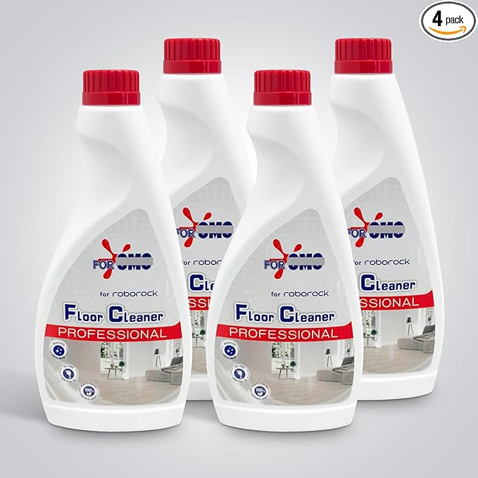 Floor Cleaning Solution 4 Bottles Refill, Fresh Scent, Compatible with Roborock Series & All Robot Vacuums, Eco-Safe, Streak-Free Formula for Hard Floors, Pet & Kid Friendly