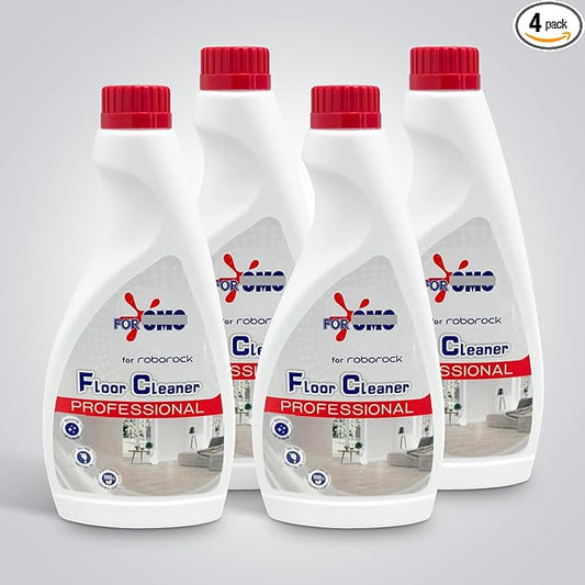 Floor Cleaning Solution 4 Bottles Refill, Fresh Scent, Compatible with Roborock Series & All Robot Vacuums, Eco-Safe, Streak-Free Formula for Hard Floors, Pet & Kid Friendly