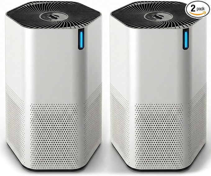 SonoHealth AirPro Purifier for Home and Bedroom | HEPA 14 Filter | Ultra-Quiet Air Cleaner | Activated Carbon Filter and Essential Oil Diffuser - (2 Packs)