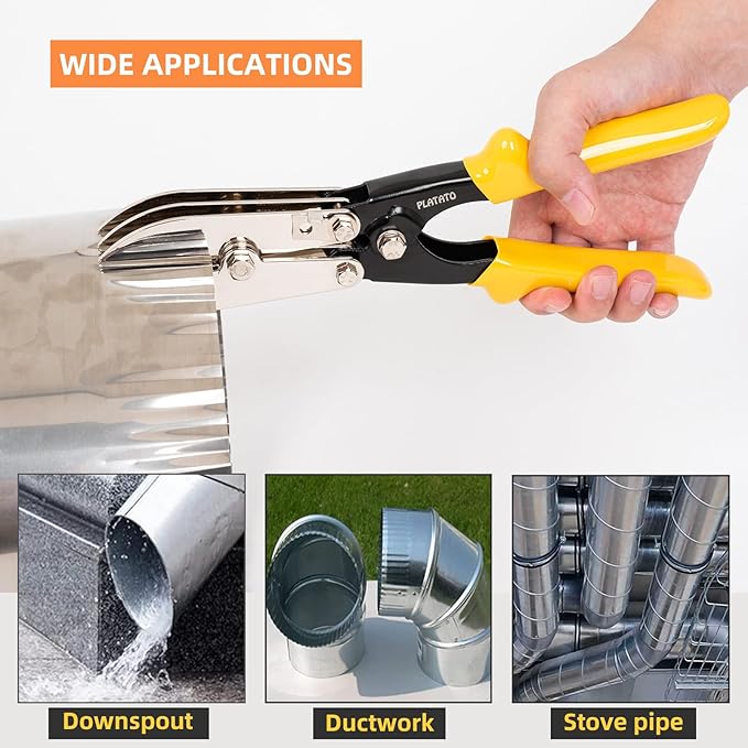 7-Blade Duct Crimping Tool Sheet Metal Crimper for 24-28 Gauge Duct Work Gutter Downspout and Stove Pipe HVAC Tools Upgraded Version
