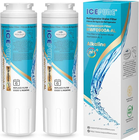ICEPURE Alkaline UKF8001 Refrigerator Water Filter Replacement for Whirlpool EDR4RXD1, EveryDrop Filter 4, Maytag UKF8001, 4396395, UKF8001P, UKF8001AXX, RFC0900A, UKF8001AXX-200, Enhances PH, 2Pack