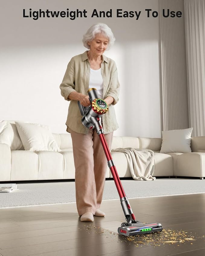 Cordless Vacuum Cleaner 580W 50Kpa Vacuum Cleaners for Home, 65 Mins Battery Stick Vacuum Anti-Tangle, Self-Standing, 8-in-1 Lightweight Vacuum for Hardwood Floor/Carpet/Pet Hair