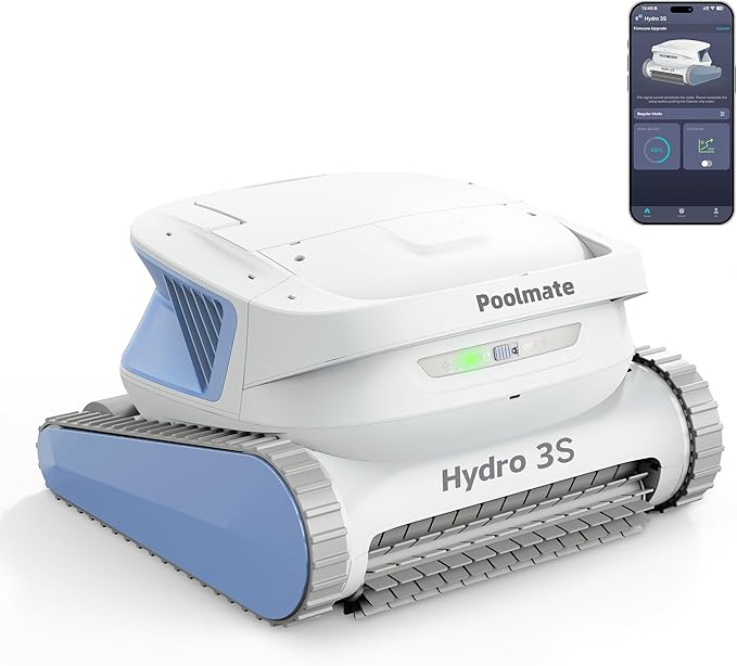 Hydro 3S Robotic Pool Cleaner, Cordless Automatic Pool Vacuum for Inground and Above Ground Pools, Smart Navigation, 300Min Runtime, Wall/Waterline Cleaning, Large Filter Basket, 4 Cleaning Modes