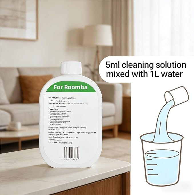 Floor Cleaner Liquid, 1 Bottle, 300ml Fresh Scent, Low Foam Formula, Deep Cleaning, Compatible with Roomba Plus 405/505/Max 705 Cleaning Robot