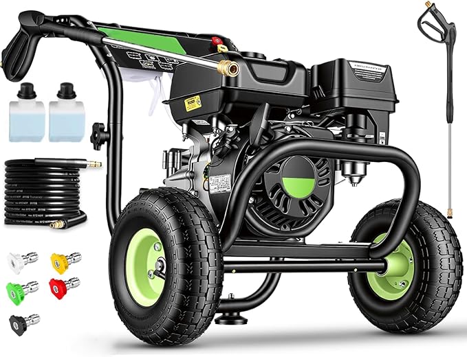 4200PSI Gas Pressure Washer 4.0GPM Gas Power Washer Gas Powered Washing Machine Commercial High Pressure Washer with 25ft Hose&5 Spray Nozzles for Patio Garden Yard Vehicle,EPA/CARB/ETL (Black)