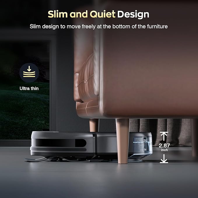 Robot Vacuum and Mop Combo with APP/Voice/Remote Control, 2 in 1 Vacuuming & Mopping Robot, Schedule, Strong Suction, Tangle-Free, Slim & Quiet, for Homes with Pets, Low Pile Carpet & Hard Floors