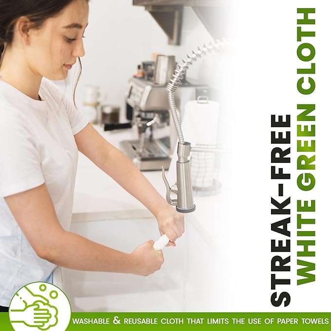 10-Pack Reusable Cleaning Cloths for Streak-Free Windows, Mirrors & All-Purpose Cleaning – Chemical-Free, Absorbent, Non-Abrasive, 16" x 16" White Cleaning Rags, Made in The USA