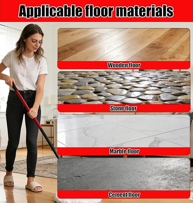 6Pcs Spin Mop Replacement Heads,Mop Replace Head Compatible with Ocedar Easywring 1-Tank System,Machine Washable & Easy to Replace.Including 4 Spin mop Replacement Heads,1 Brush Head and 1 Base