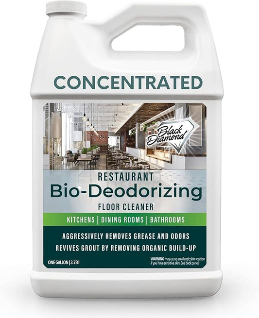 Restaurant Bio-Deodorizing Floor Cleaner - Heavy Duty Commercial Concentrated Enzyme Degreaser and Odor Eliminator for Mopping Tile, Laminate, Hardwood & More