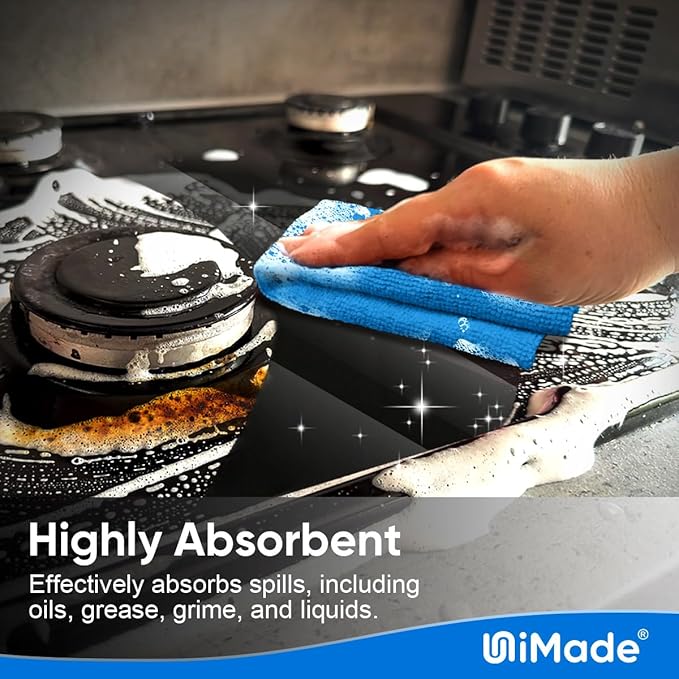 Shop Towels Rags, 50 Pack Reusable Shop Rags Bulk Microfiber Cleaning Cloth Lint Free Cleaning Towels for Car Kitchen Automotive Bar Mechanic Restaurant Garage, 11.5"x 11.5", Blue