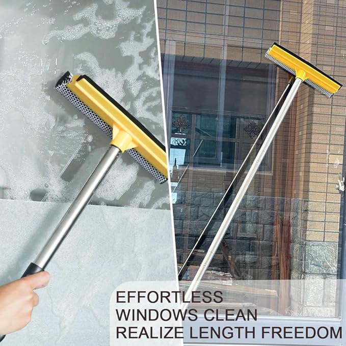 Windshield Car Squeegee and Collapsible Washing Bucket Combo Set, 2 in 1Window Squeegee with Long Handle